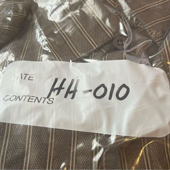 Tommy Bahama Brown-Cream Long Sleeve Striped Silk Blend Shirt - Picture 6 of 6